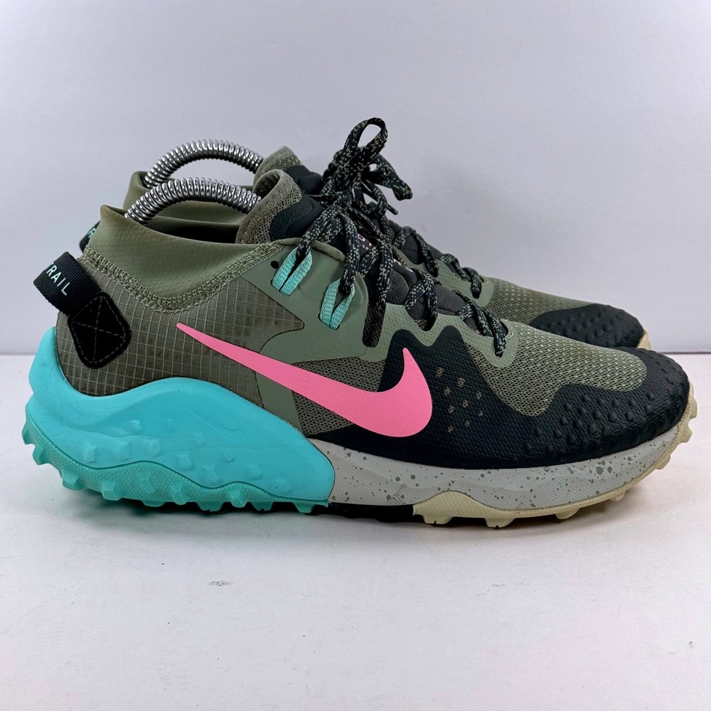 Nike Wildhorse 6 Trail Running Shoes Womens 8.5 Olive Pink Aqua BV7099-300